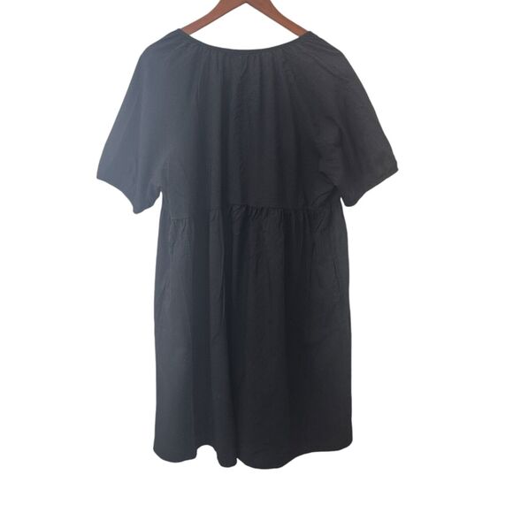 Loft Black Peasant CottageCore Black Button Front Midi Dress Cotton - Picture 2 of 4